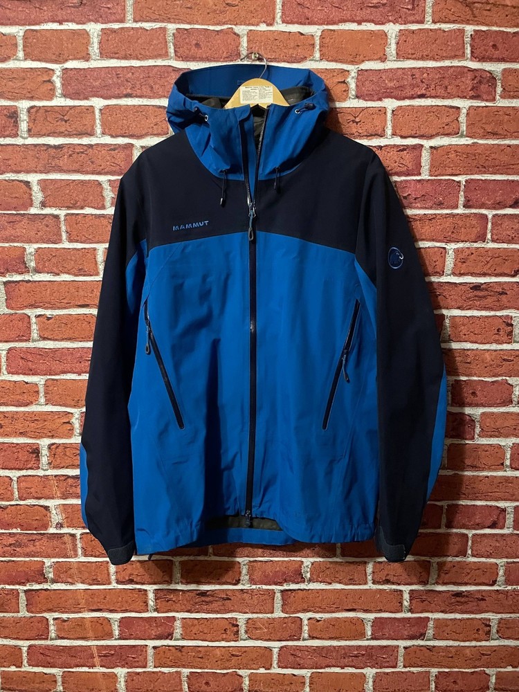 Mammut GORE-TEX Jacket Blue Wehara Shell Waterproof Hooded Mens Size L