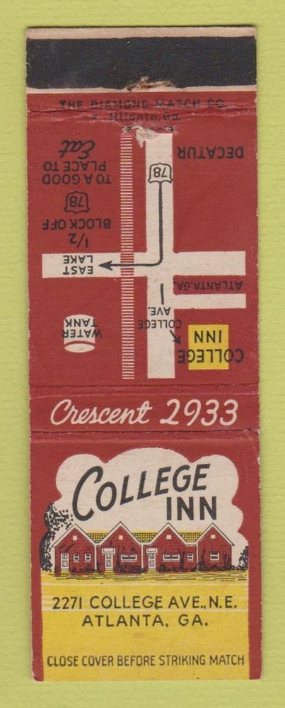 Matchbook Cover - College Inn Atlanta GA WEAR