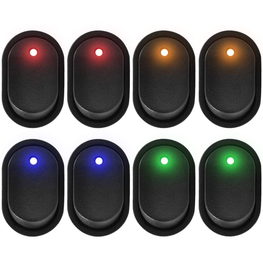 3Pin 12V 30A Toggle Switch SPDT on Off, Waterproof LED Blue Green Yello