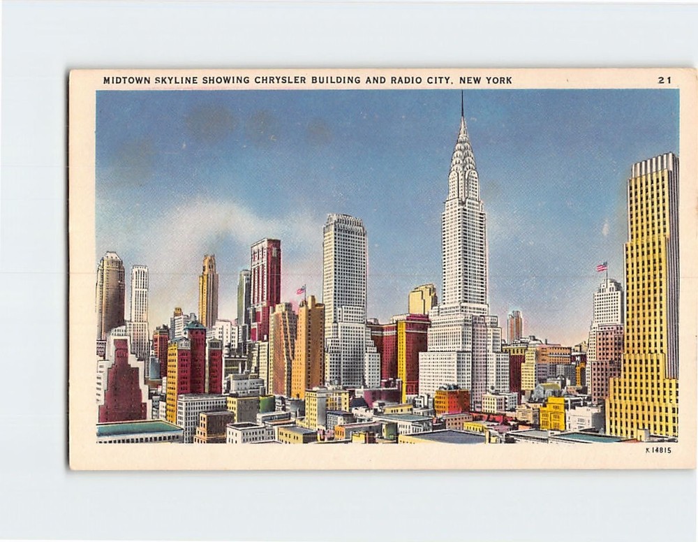 Postcard Midtown Skyline Showing Chrysler Building and Radio City New York USA