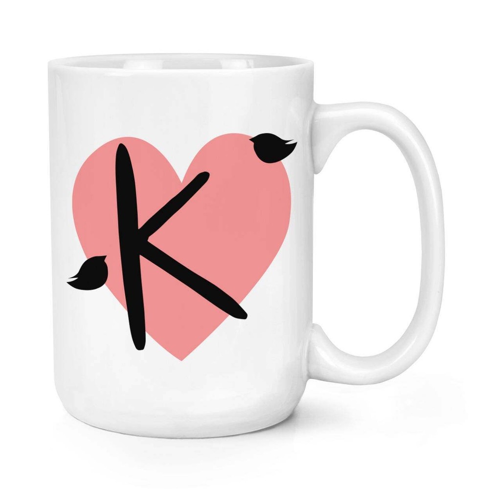 Personalized Letter K Heart Alphabet Large Coffee Mug for Tea Lovers