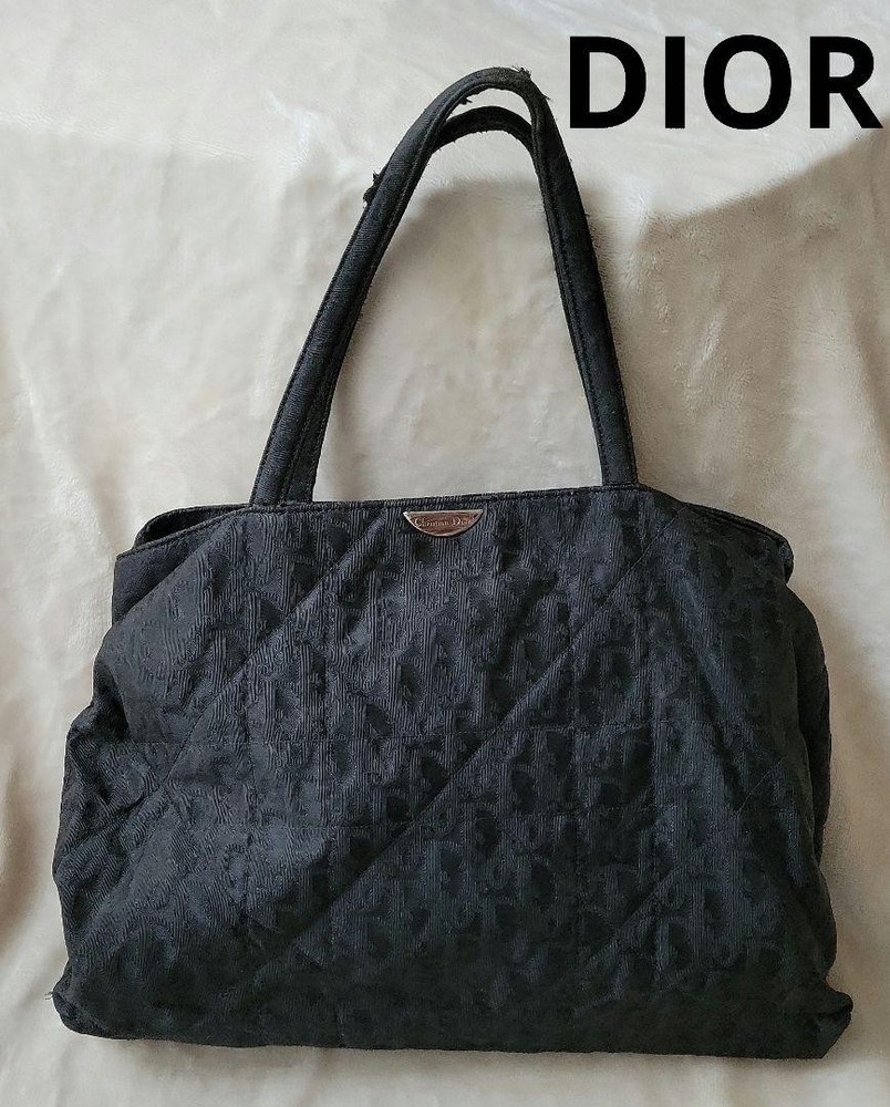 Christian Dior Black Nylon Logo Trotter Tote Bag for Women Imported from Japan