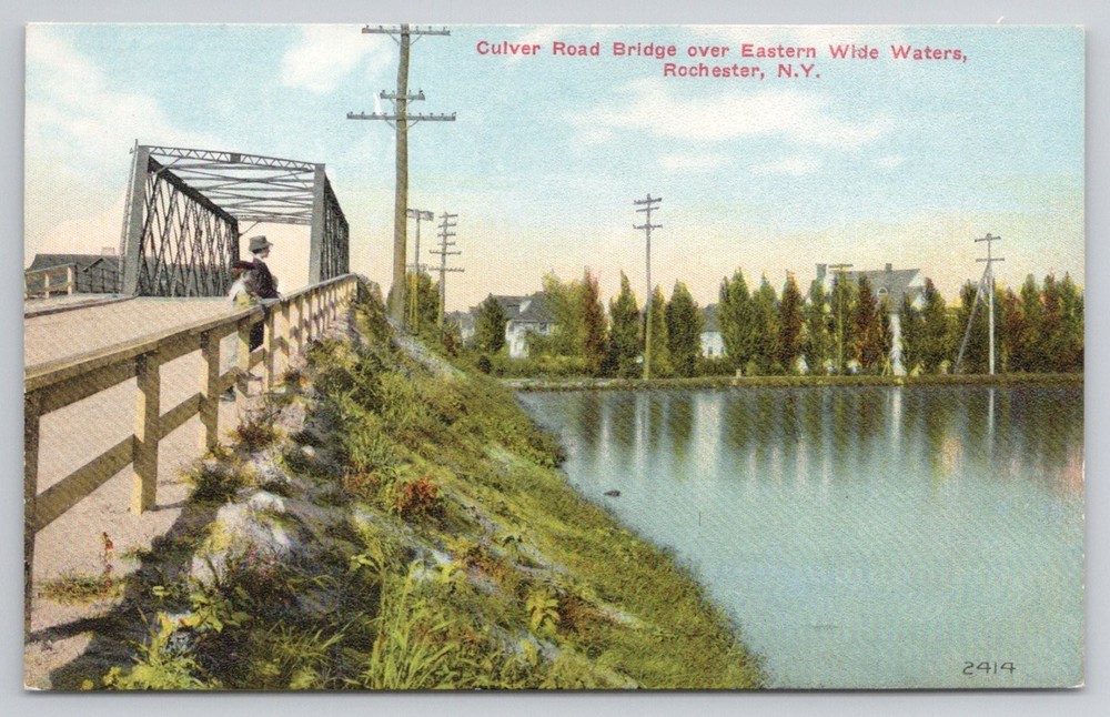 Culver Road Bridge Eastern Wide Waters Rochester NY Vintage Postcard