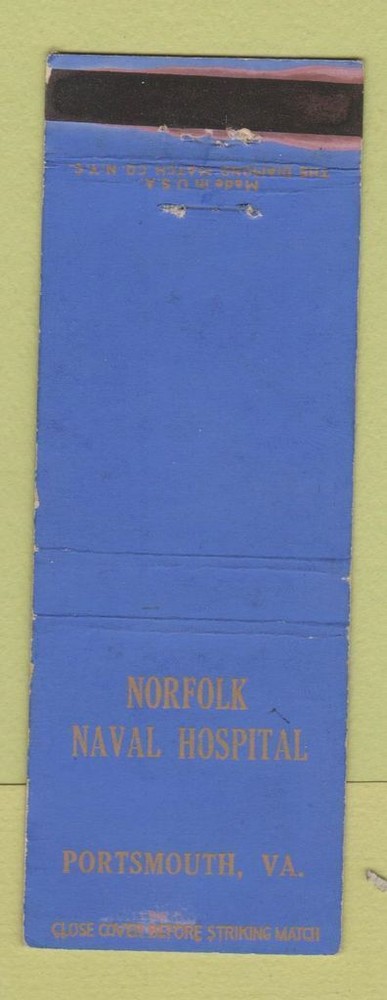 Matchbook Cover - Norfolk Naval Hospital Portsmouth NH