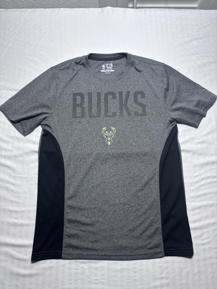 NBA Milwaukee Bucks Short Sleeve T Shirt Mens M Performance Tee Gray Basketball