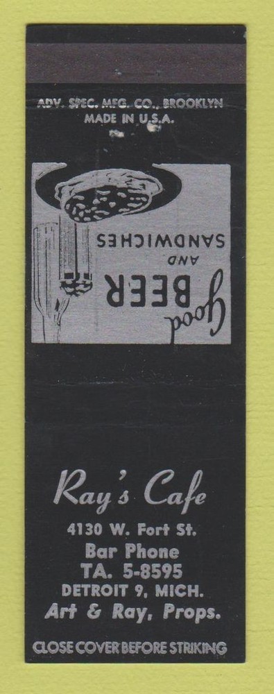 Matchbook Cover - Ray's Cafe Detroit MI