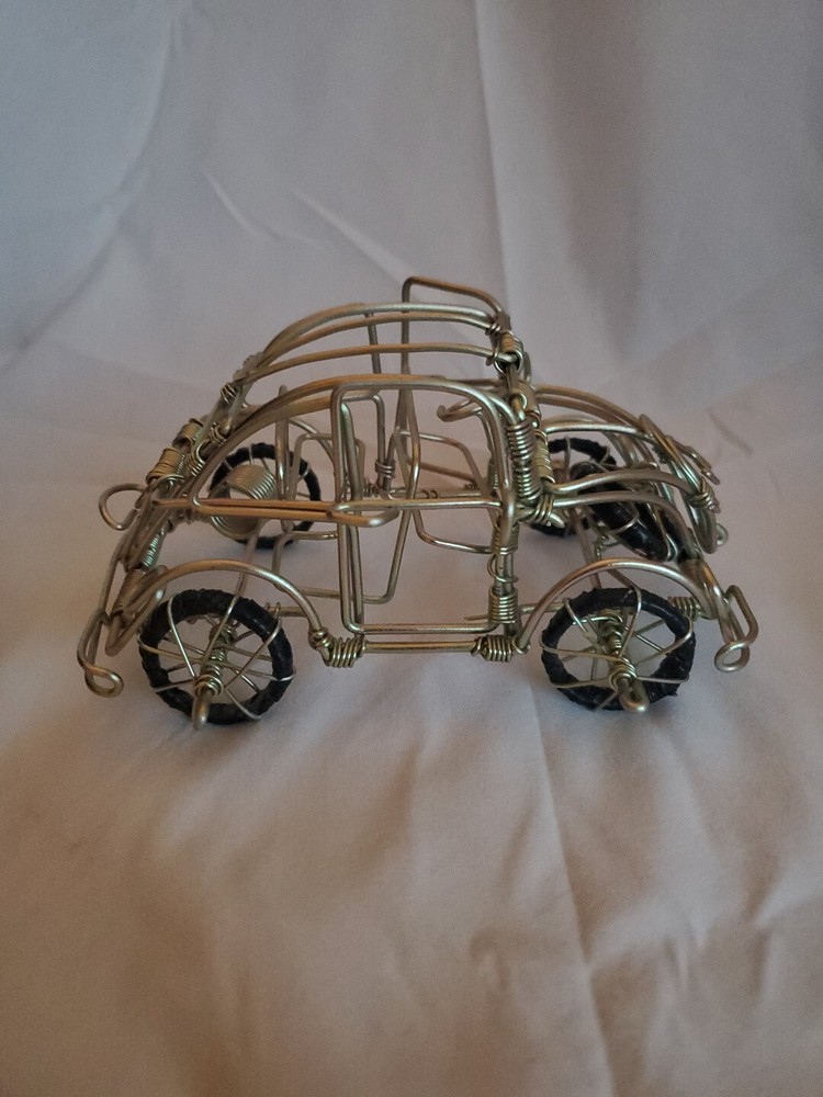 Vintage Sculpture Art Metal Wire Volkswagen Beetle Buggy Car