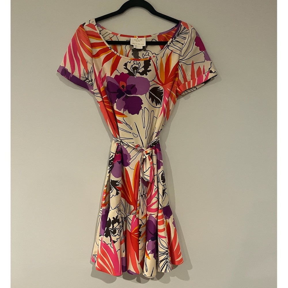 Kate Spade New York Floral Print Silk Dress Colorful Size 6