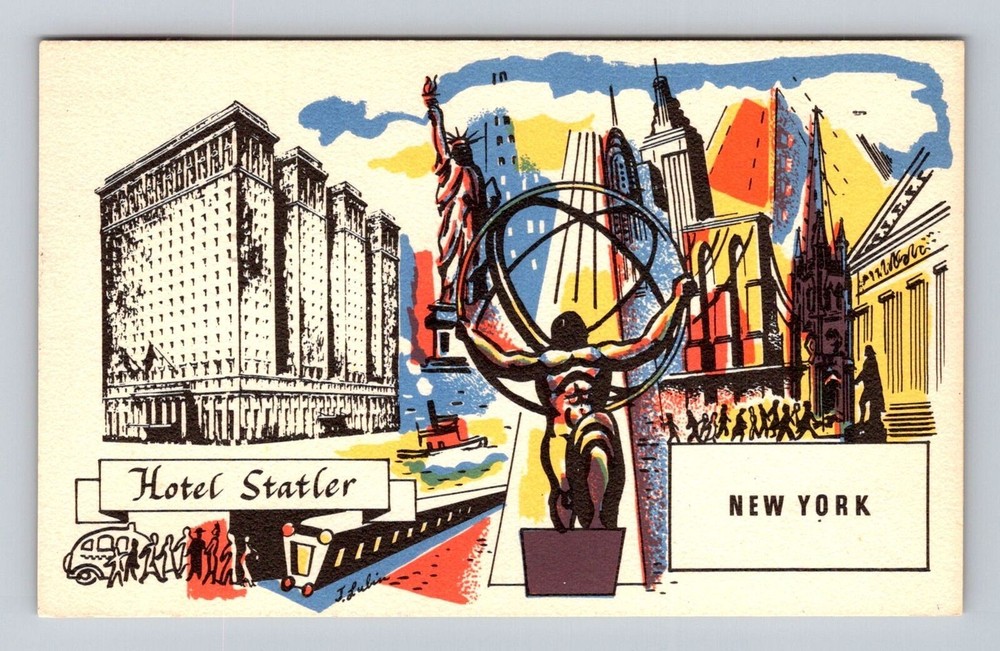 New York City NY-Hotel Statler, Advertisement, Antique, Vintage c1953 Postcard