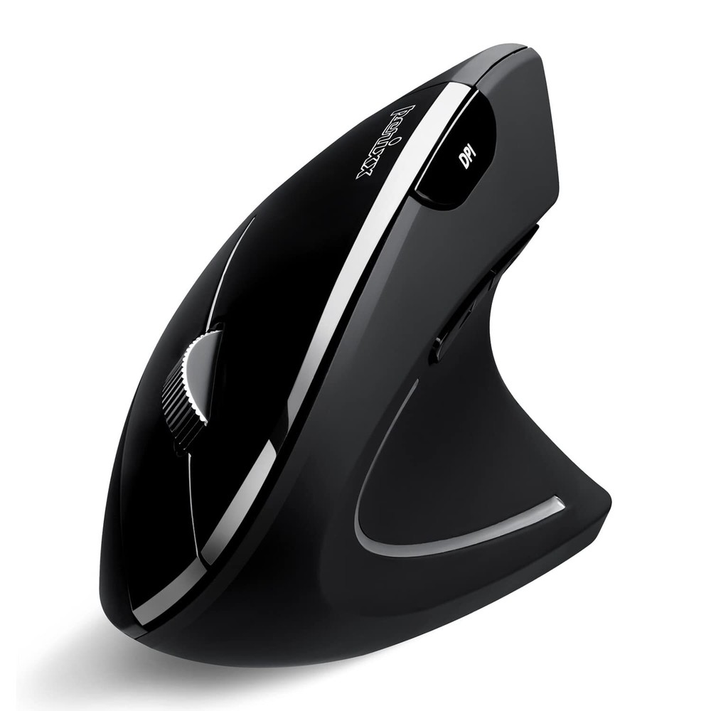 PERIMICE-813B Bluetooth Vertical Ergonomic Mouse 3-in-1 Right Handed with Carry Bag in Black
