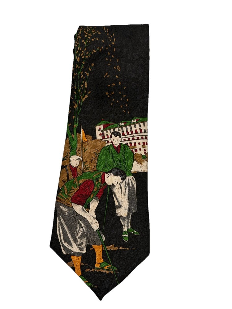 Vintage 1940’s Novelty Necktie Golf Scene