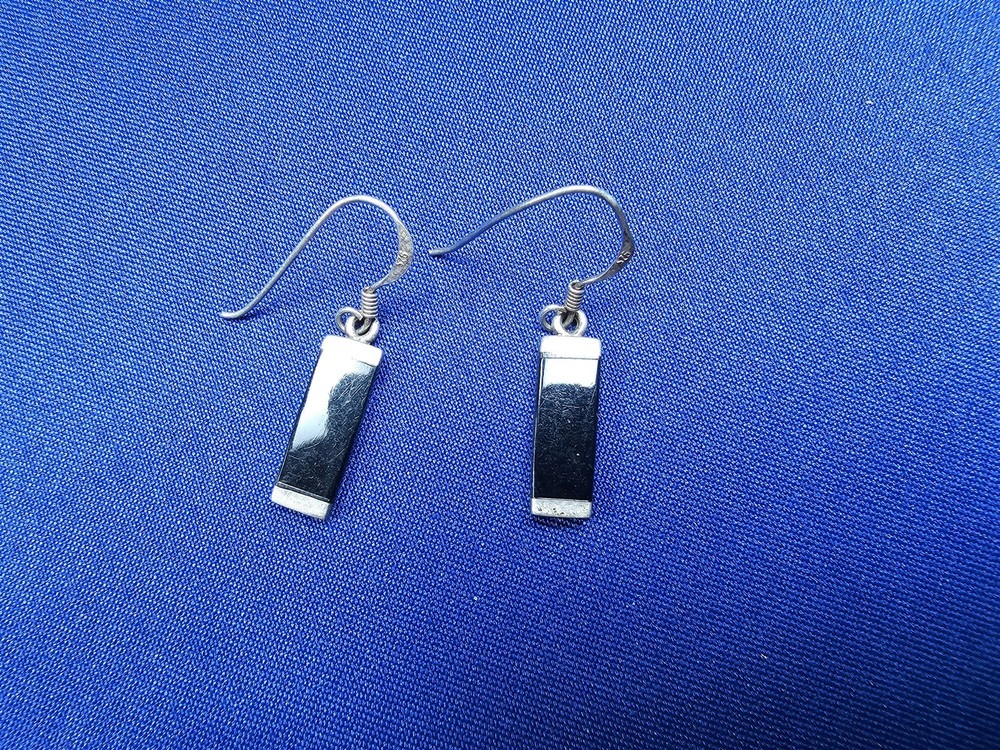Grandma Grabe's Beautiful Vintage 925 Sterling Silver Black Onyx 3.38G Earrings