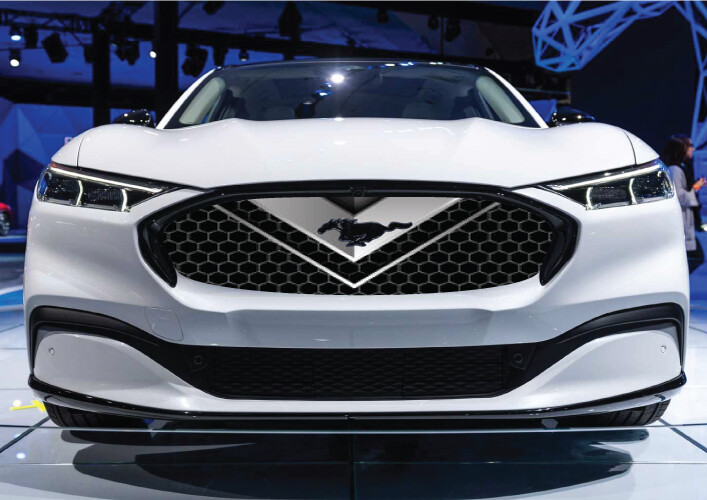 Fits Ford Mach-E Mustang Grille Vehicle Graphic Wrap Hexagons Grid US Metal Mesh