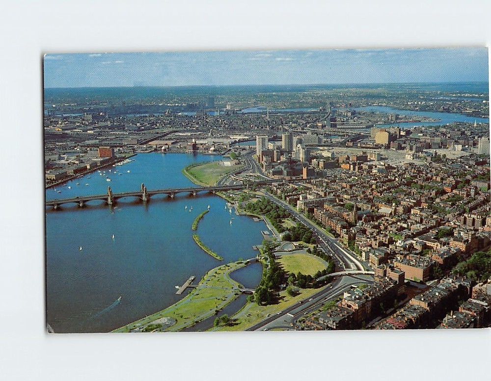 Postcard Aerial View of Charles River Basin Massachusetts USA