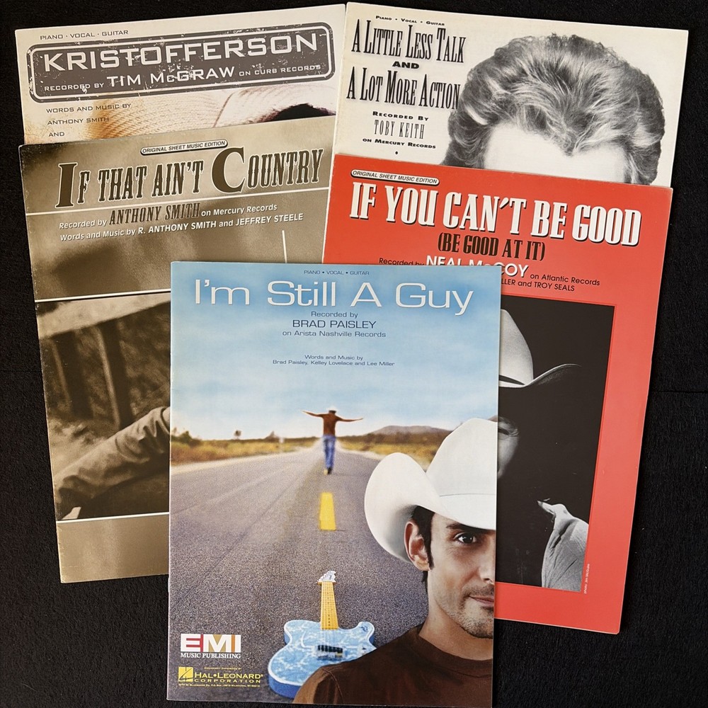Country Music Sheet Music Lot of 5 Piano Vocal Guitar Brad Paisley Toby Keith