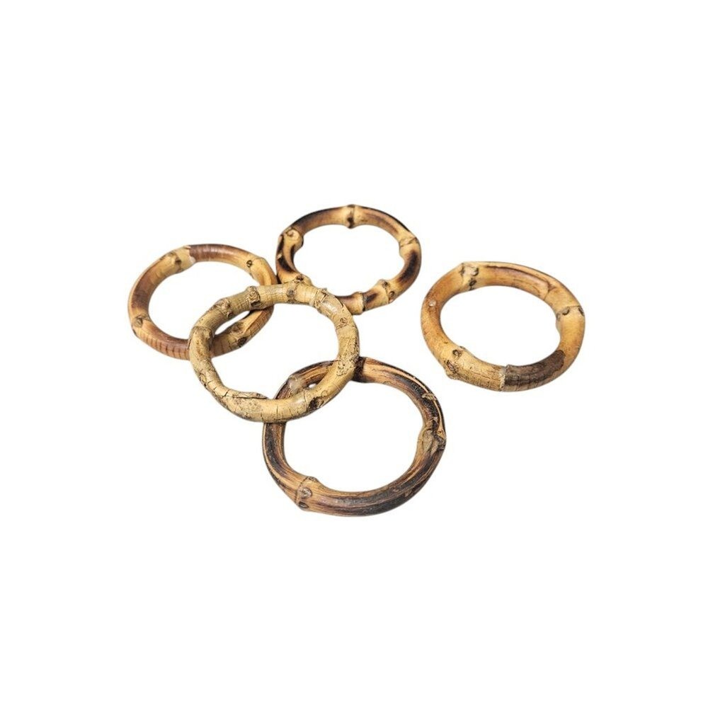 Bamboo Napkin Rings - Set of 5 - EUC !!!! Boho Dining Rustic Dining
