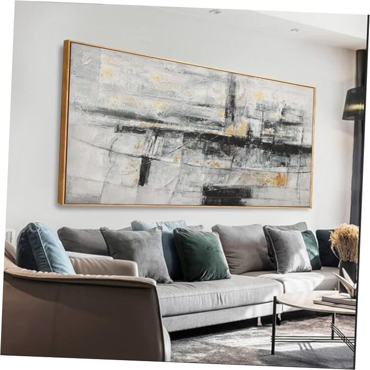 Black And White Wall Art Abstract Graffiti With Gold 20