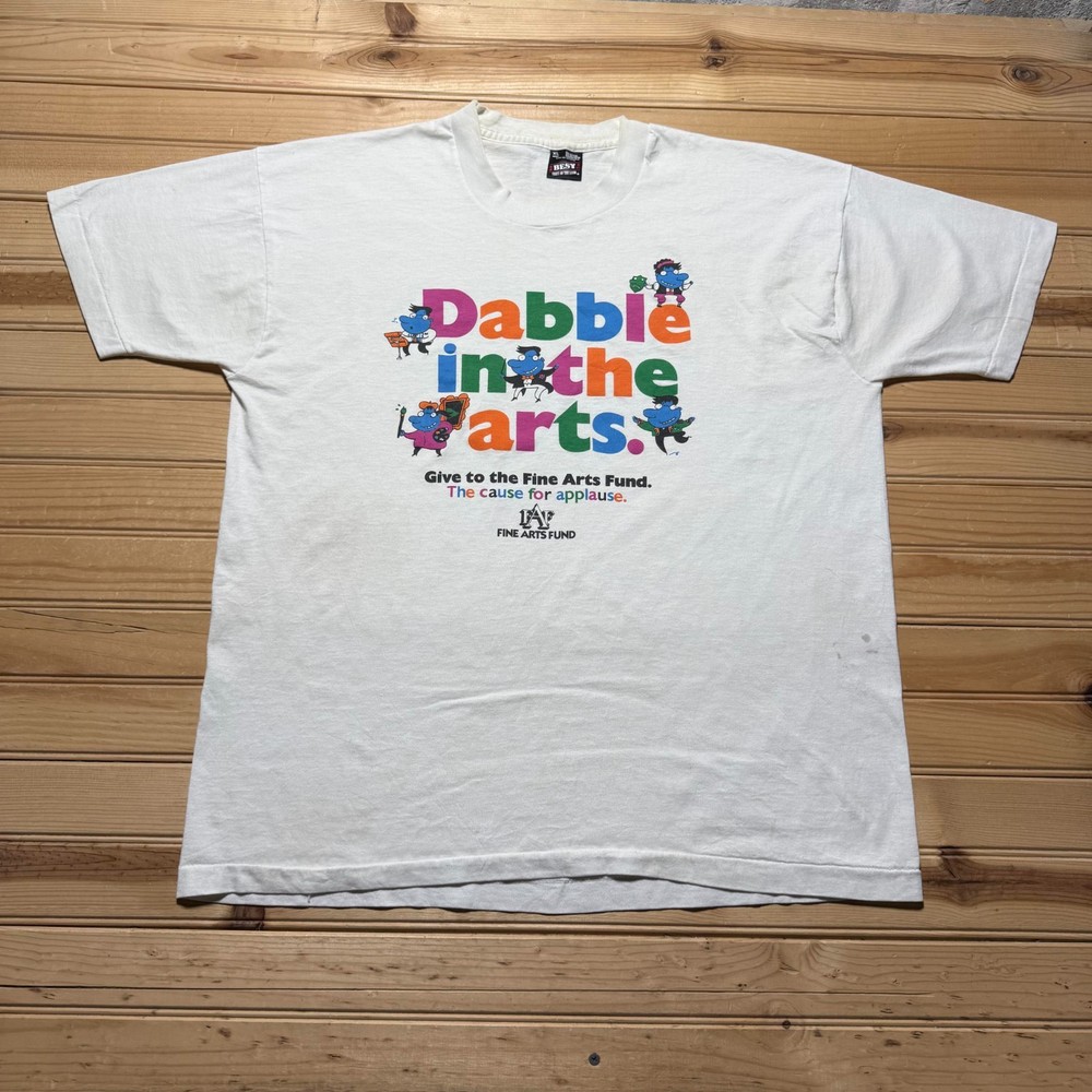 Vintage 90s Dabble In The Arts Graphic Art School Single Stitch Shirt USA- XL