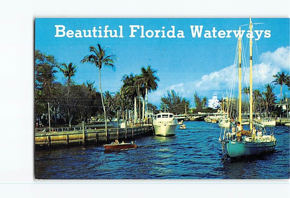Postcard Beautiful Florida Waterways USA North America Boats