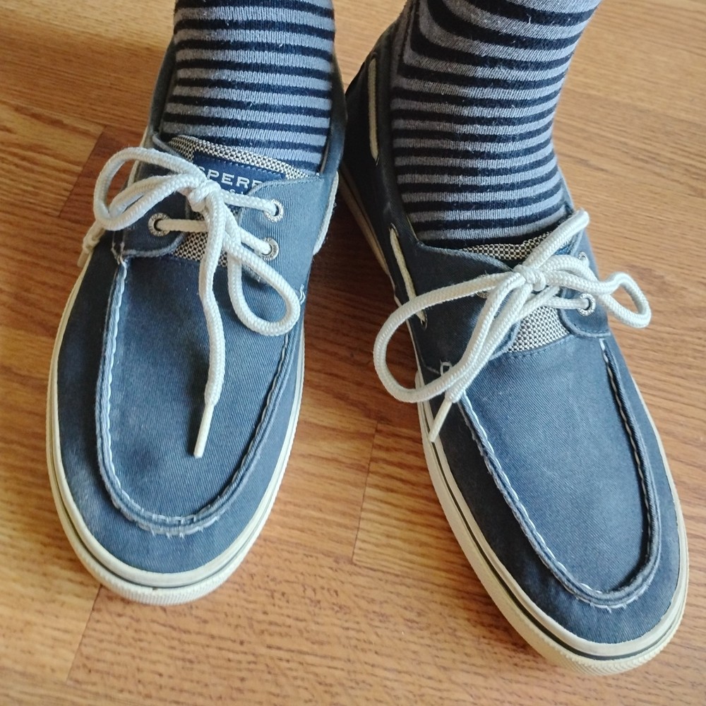 Sperry Top-Sider Shoes Mens Size 11 Navy Blue Canvas Low Top Casual Sneakers