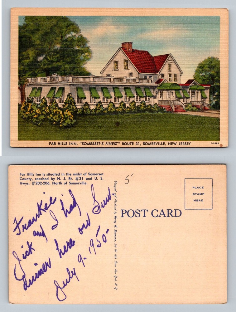 Somerville, NJ-New Jersey, Far Hills Inn Route 31 Somerset Vintage Postcard