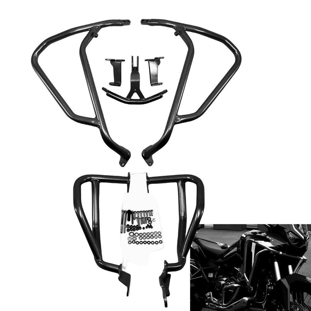 Black Front Engine Crash Guard Protect Kit For Honda CRF1100L 2021-2024 22 23