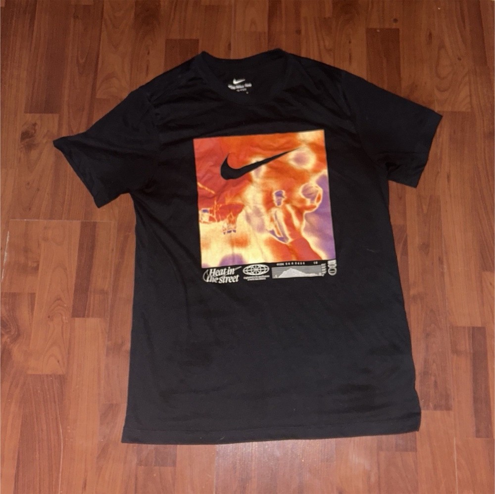 Nike Men's S Black Cotton Logo Graphic Print Crew Neck Short Sleeve T-Shirt