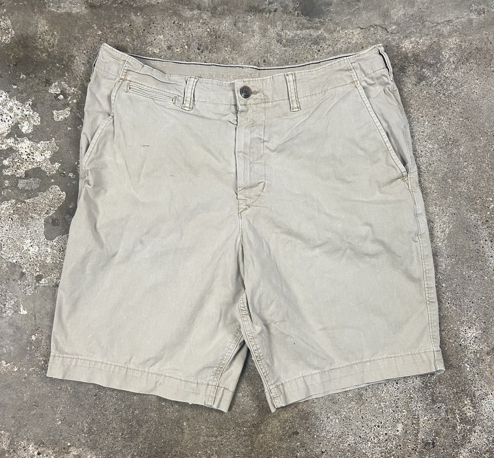 Vintage Y2K American Eagle Outfitters Chino Shorts Size 36 Beige Khaki Next Flex