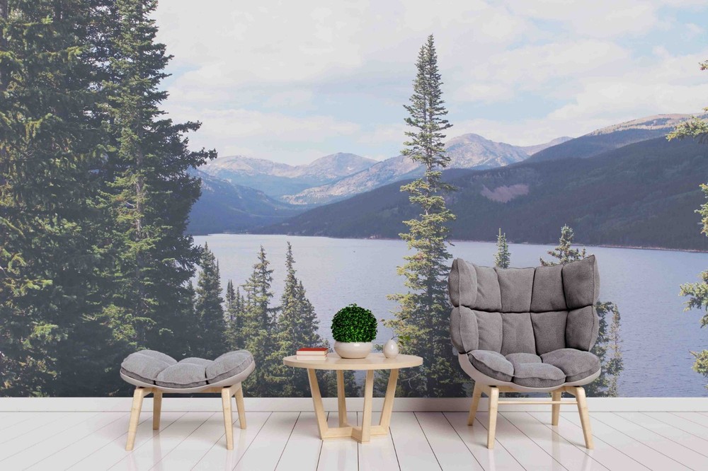 3D Mountain Forest Lake Landscape Wall Murals Wallpaper Murals Wall Sticker