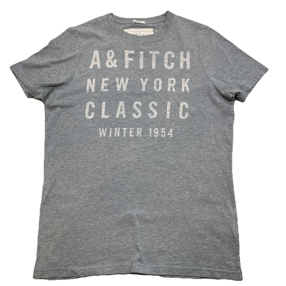 Abercrombie & Fitch Men’s Graphic T Shirt Gray Logo Muscle Fit Size L