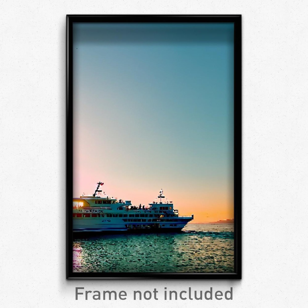 8-Bit Psychedelic Pixel Art Poster - Vivacious Ferry Trippy Gamer Print