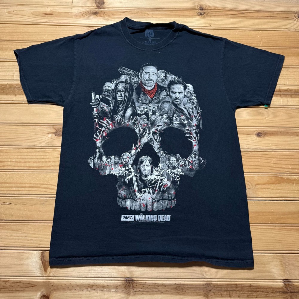 The Walking Dead Cast TV Show Skull Horror Zombie Graphic Promo T-Shirt - Medium