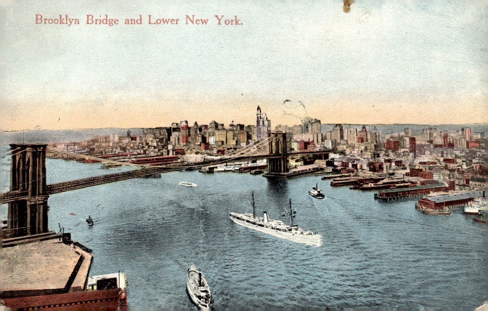 C1910 Brooklyn Bridge Lower Manhattan New York City NY Litho Success Co Postcard