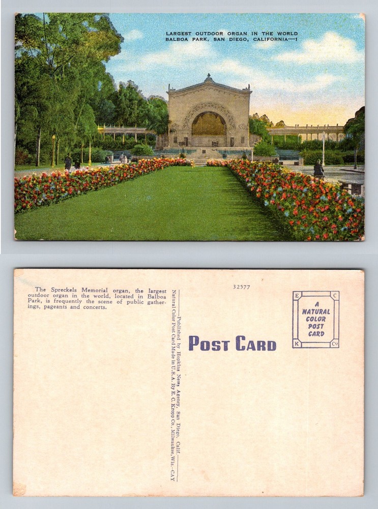 San Diego, CA-California, Balboa Park Spreckels Organ Pavilion Vintage Postcard