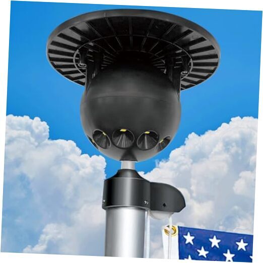 Solar Flag Pole Light, Solar Planets Patriotic Flag Light Design for Flag Black