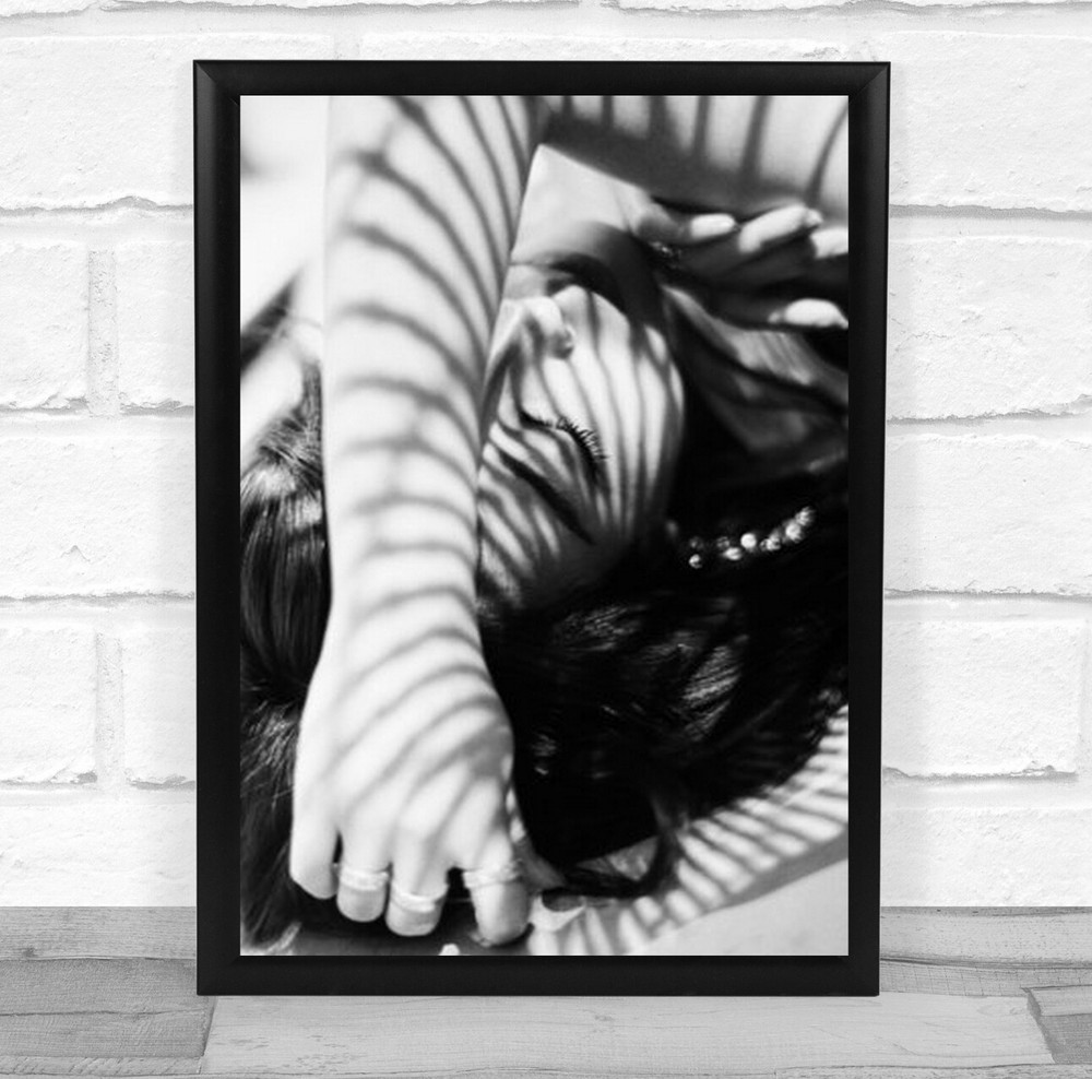 Hase Portrait Mood Studio Model Monochrome Shadow Light B&W Face Wall Art Print