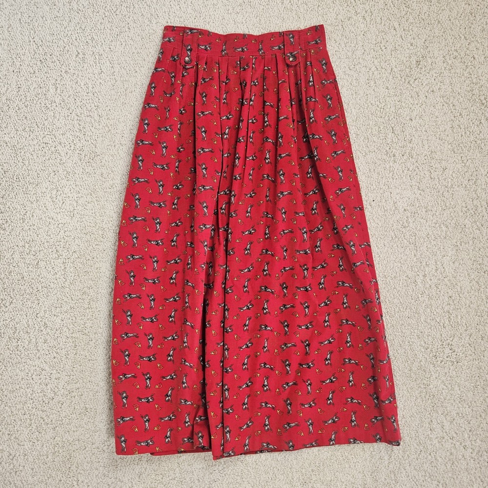 Vintage Christmas Skirt Midi Equestrian Horse Corduroy Bryn Connelly Red Size 10