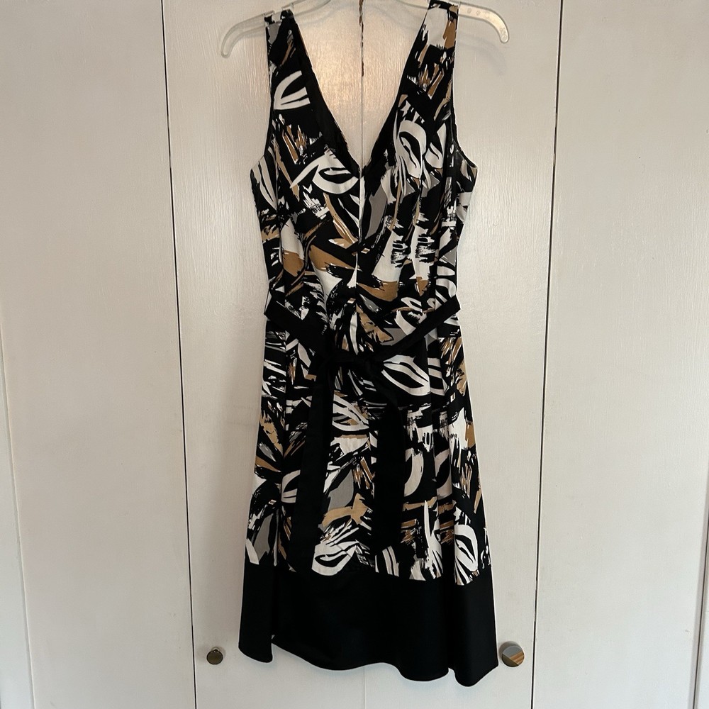 AGB Women's Sleeveless Dress Black/Tan/White Size 12