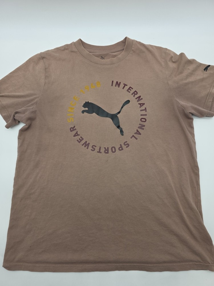 Puma T-Shirt Men Medium Brown Graphic Tee.#40093