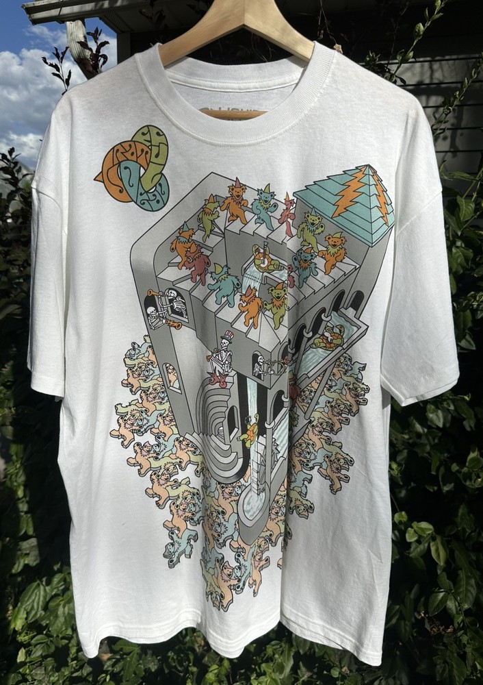 VTG 1993 Liquid Blue Grateful Dead MC Escher Art All Over Print Retro Tee Sz XL