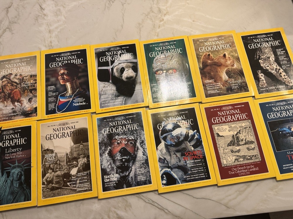 National Geographic Magazine Lot 1986 Complete Full Year 12 Issues
