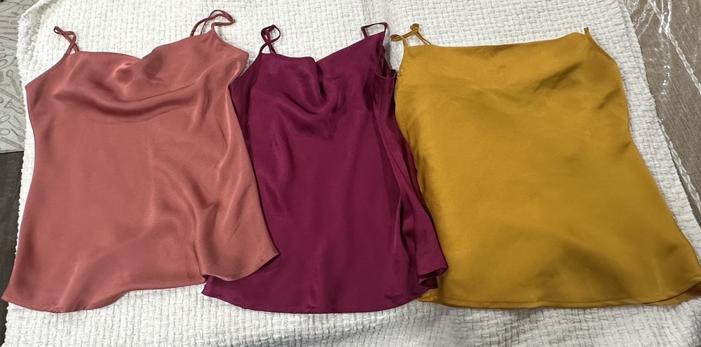 Lot of 3 Express Satin Cami Tops Size M.