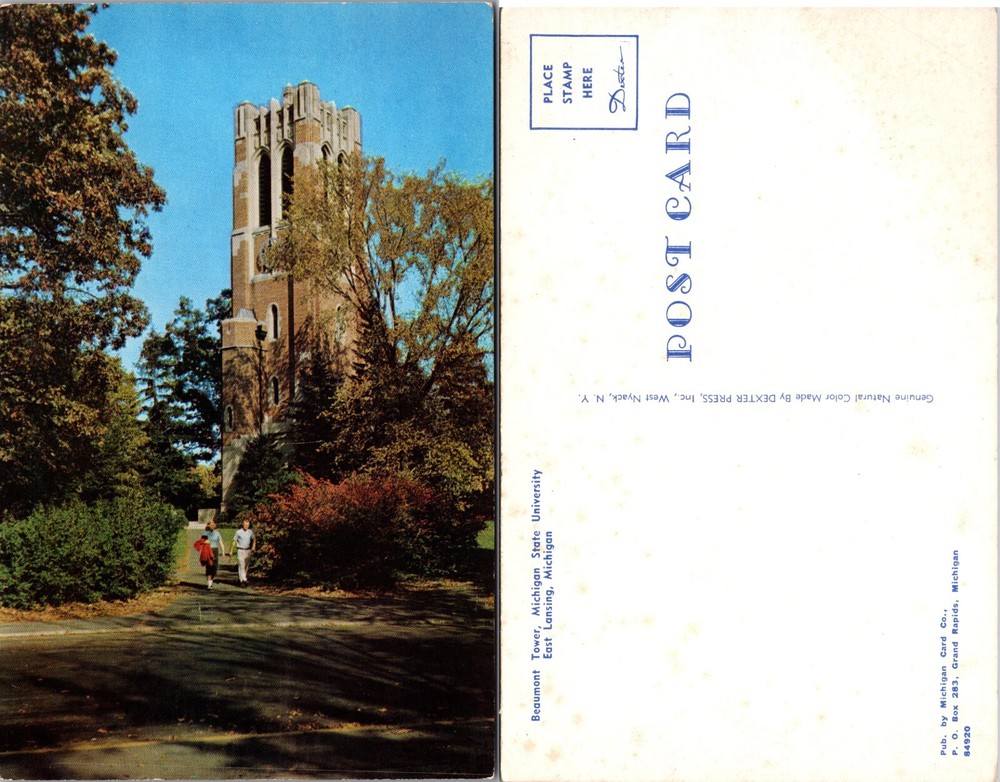 Beaumont Tower Michigan State University East Lansing Michigan MI Postcard