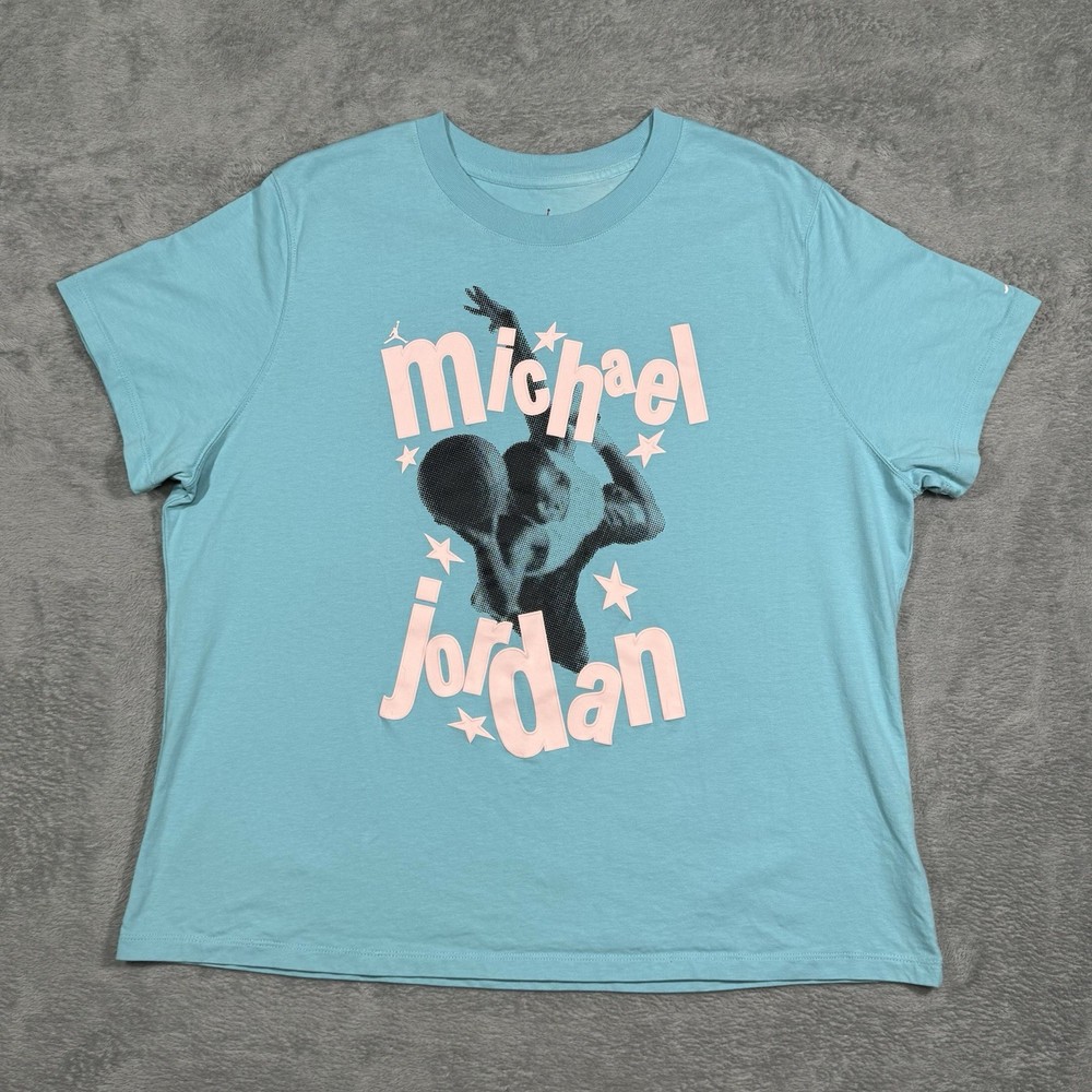Nike Air Jordan Graphic T Shirt Womens 1X Teal Blue Streetwear Retro Relaxed