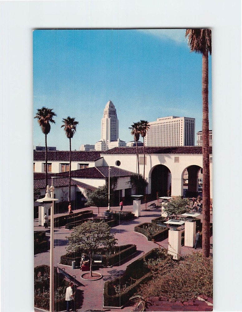 Postcard View of Patio Union Station Passenger Terminal Los Angeles California