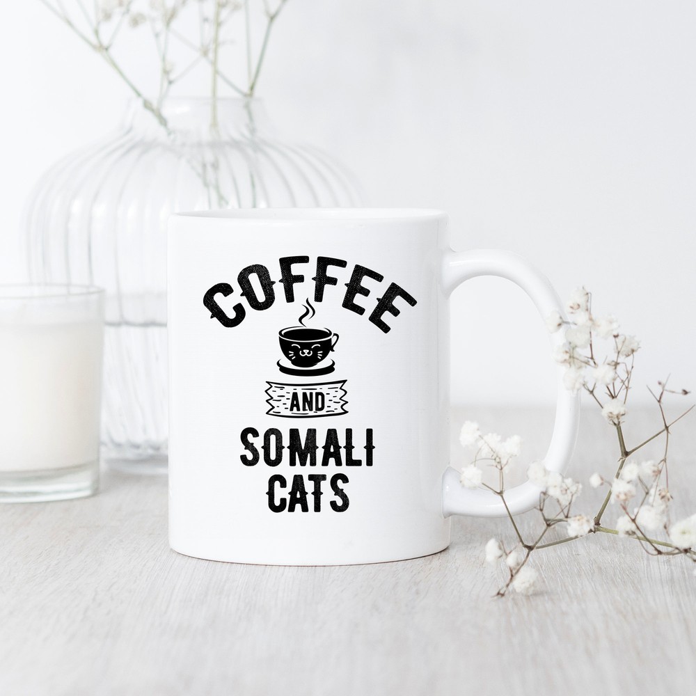 Coffee and Somali Cats Mug for Cat Lovers Gift Idea