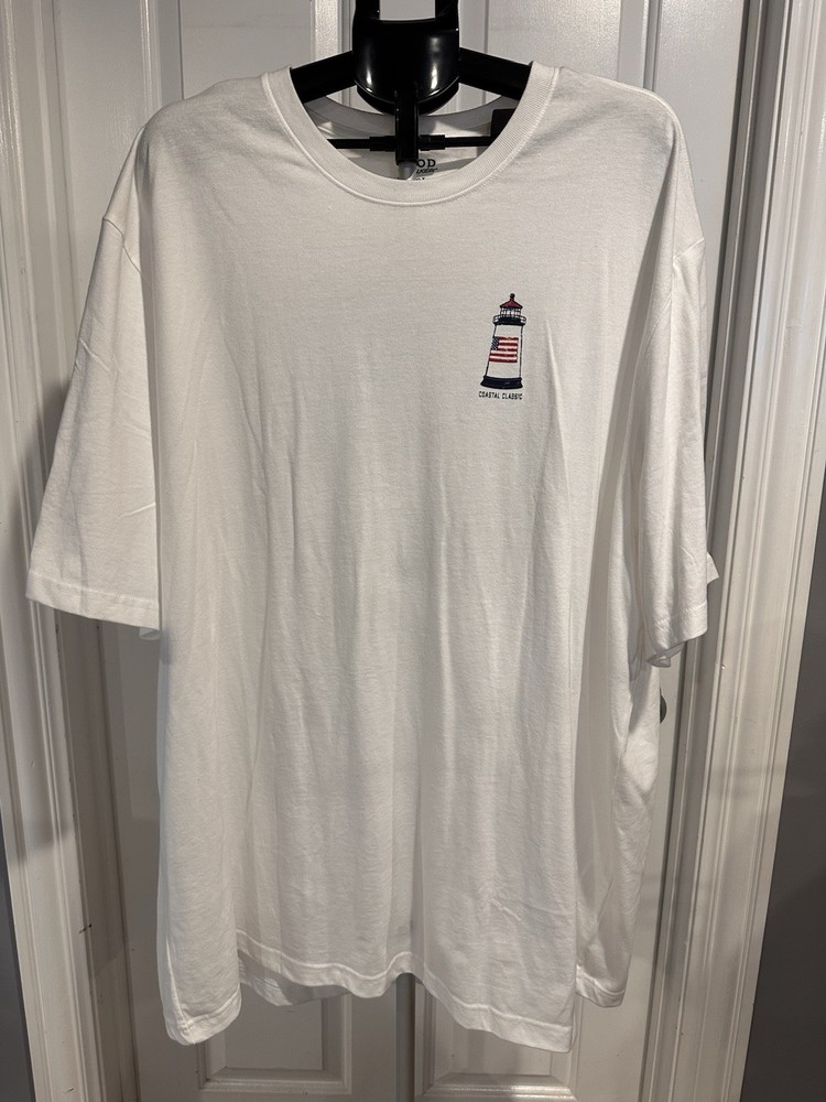 IZOD Shirt 3XLT White Coastal Classic Lighthouse Graphic Big & Tall