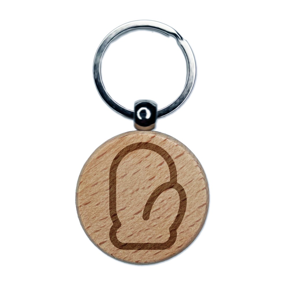 Mitten Outline Cold Winter Engraved Wood Round Keychain Tag Charm