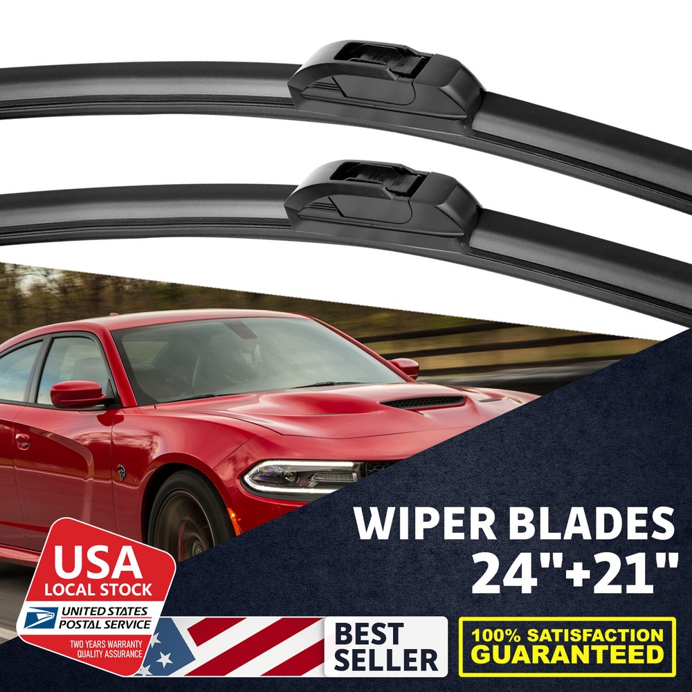 2Pcs Durable 24+21 Inch Rubber Windshield Wiper Blades Replacement Kit