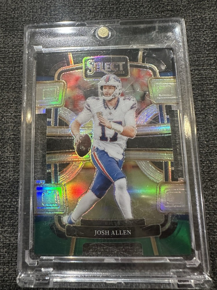 Josh Allen 2023 Panini Select Concourse Prizm Bills Black & Green Prizm Die-Cut